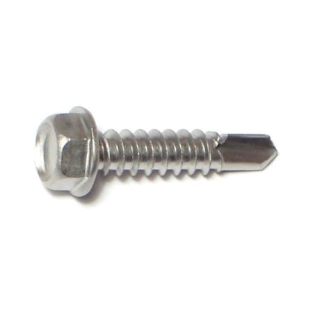Midwest Fastener Self-Drilling Screw, #12 x 1 in, Plain Stainless Steel Flange Hex Head External Hex Drive, 15 PK 65173